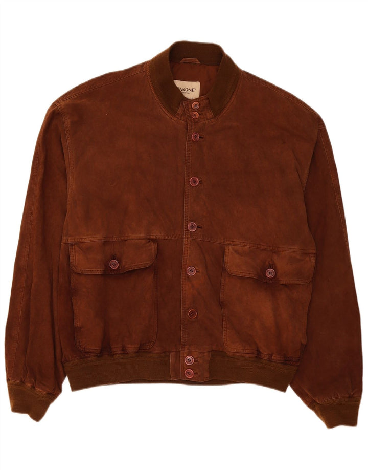 Jaqueta masculina de camurça Barone IT 56 3XL couro marrom