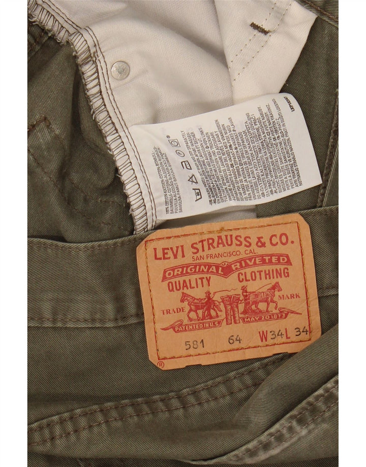 LEVI'S Mens 581 Straight Casual Trousers W34 L29 Green Cotton Vintage Levi's and Second-Hand Levi's from Messina Hembry 