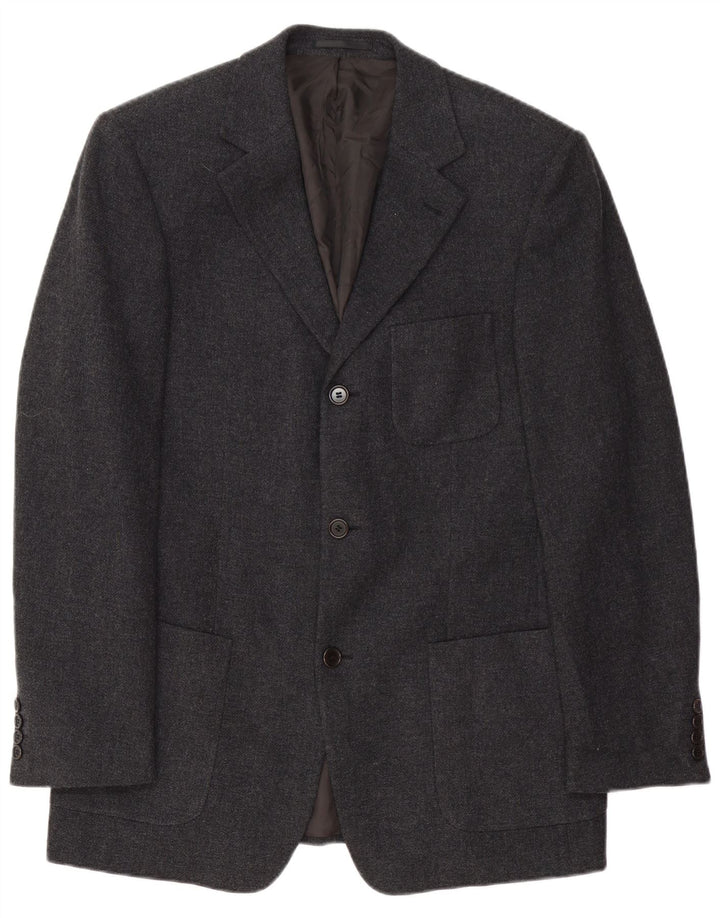 Jaqueta blazer masculina de 3 botões Hugo Boss tamanho 098 lã virgem cinza médio