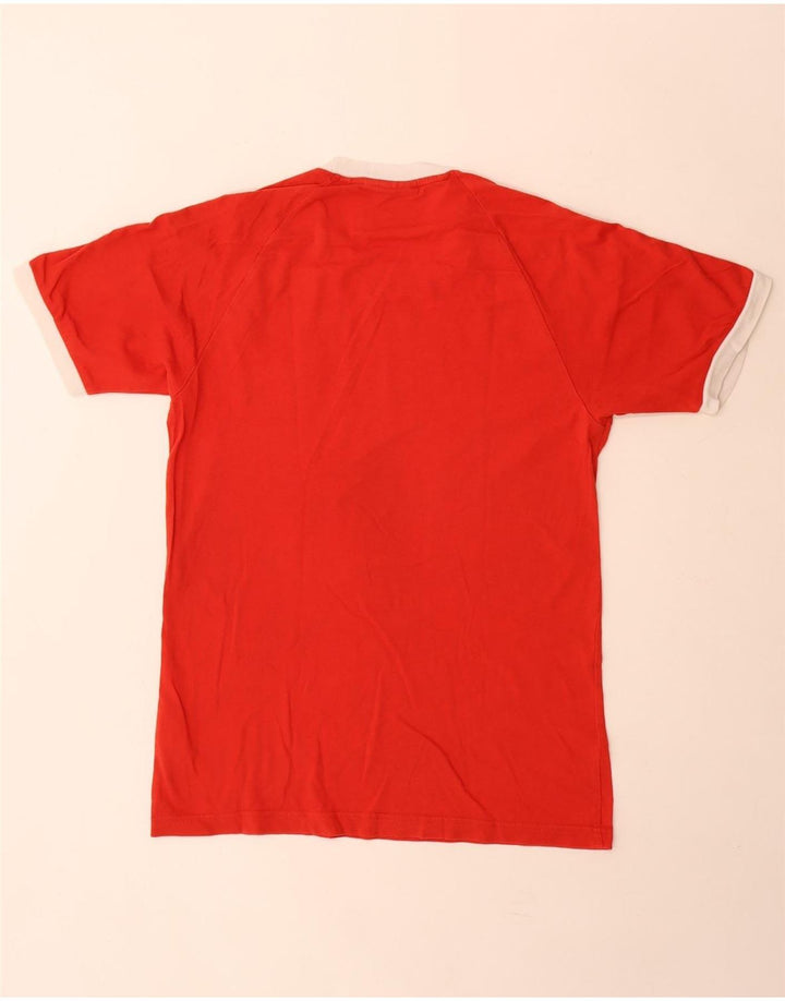 Adidas Mens T-Shirt Top Pequeno Algodão Vermelho
