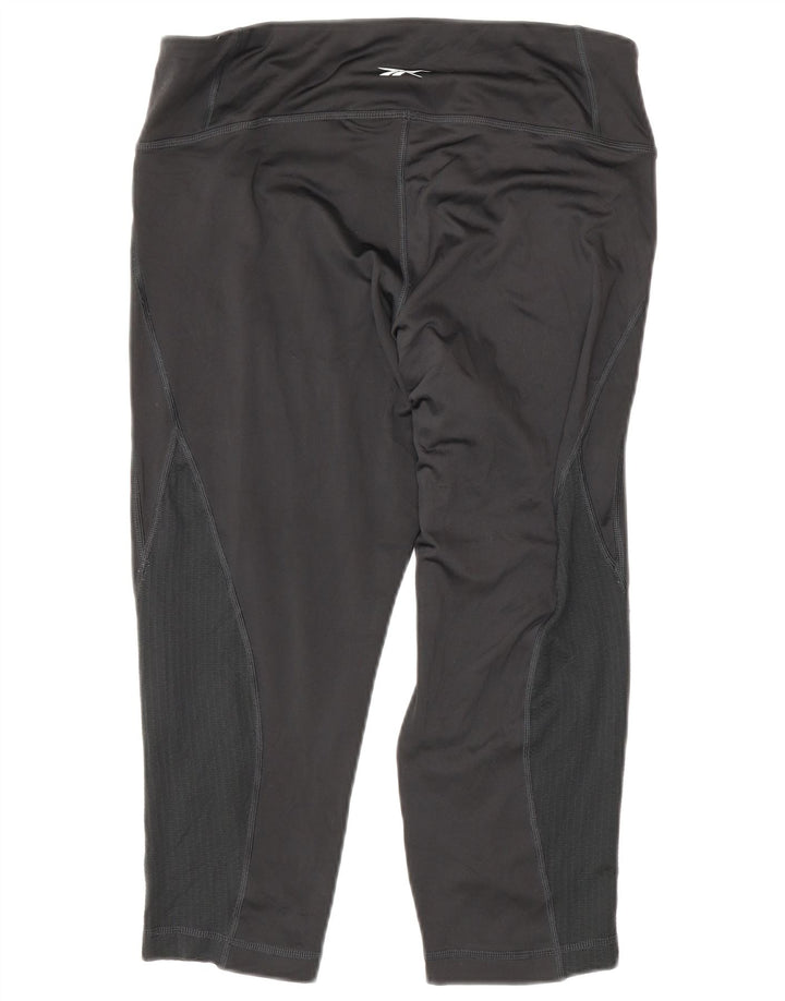 Leggings Reebok Capri Mulher UK 16/18 Grande Cinza Poliéster