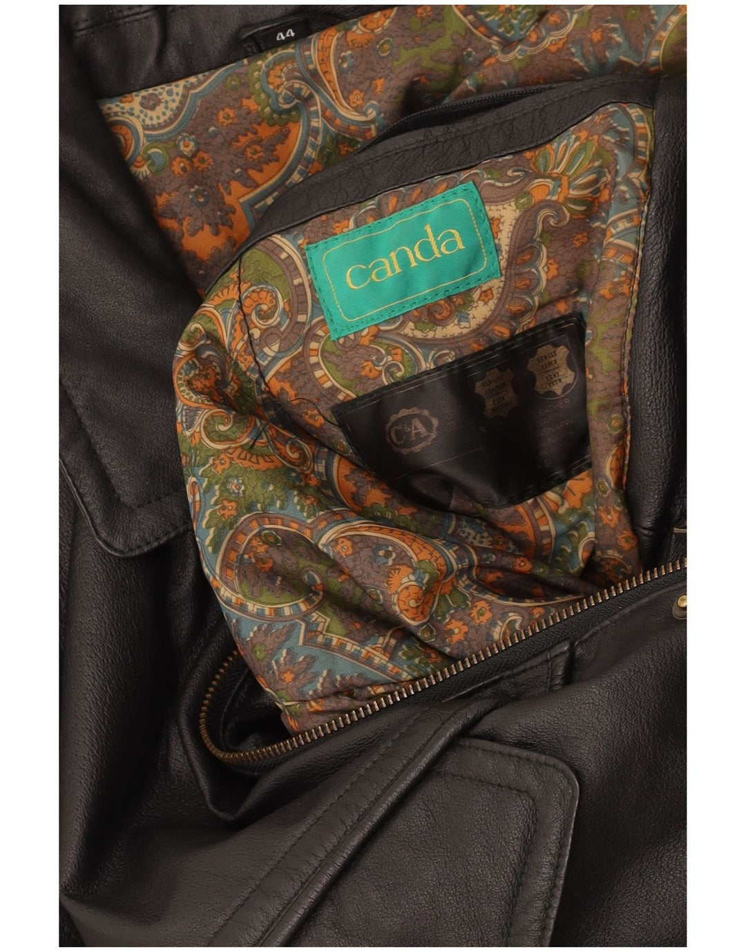 Jaqueta de couro masculina CANDA UK 44 2XL couro preto