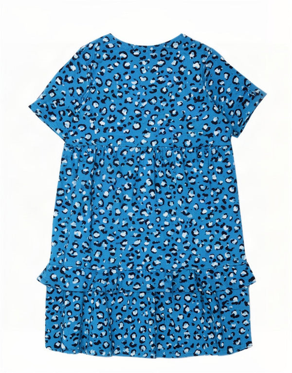 Vestido feminino Marks & Spencer em camadas Reino Unido 24 4XL azul com estampa animal viscose
