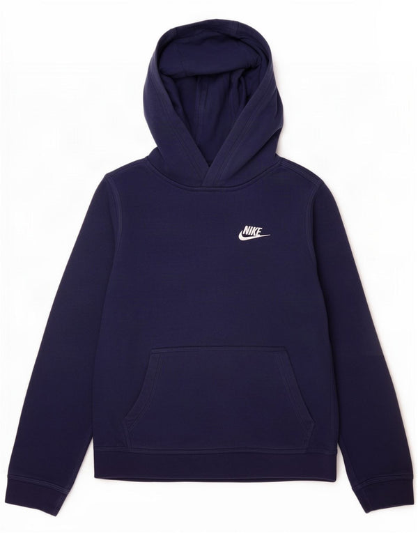 Jumper com capuz Nike Boys 12-13 anos grande algodão azul marinho