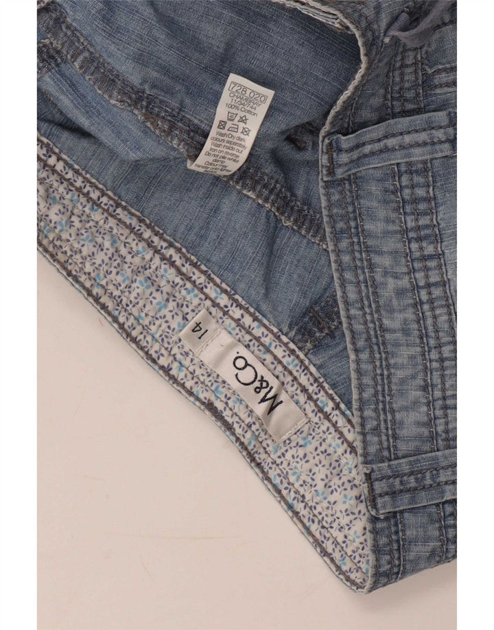 Bermuda feminina M&Co UK 14 grande W32 azul algodão