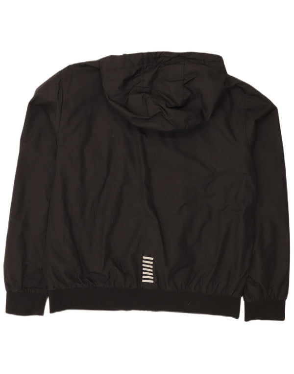 Jaqueta de chuva masculina Emporio Armani com capuz UK 42 XL preta poliamida