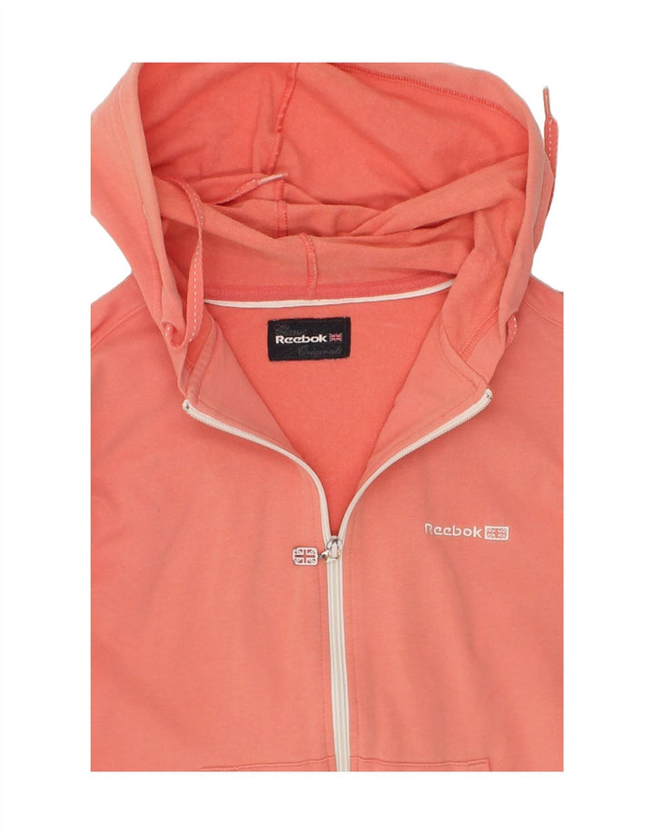 REEBOK Womens Zip Hoodie Sweater UK 14 Medium Pink Cotton Vintage Reebok and Second-Hand Reebok from Messina Hembry 