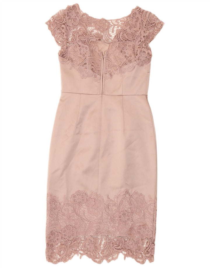 Vestido bainha feminino Coast UK 8 pequeno poliéster rosa