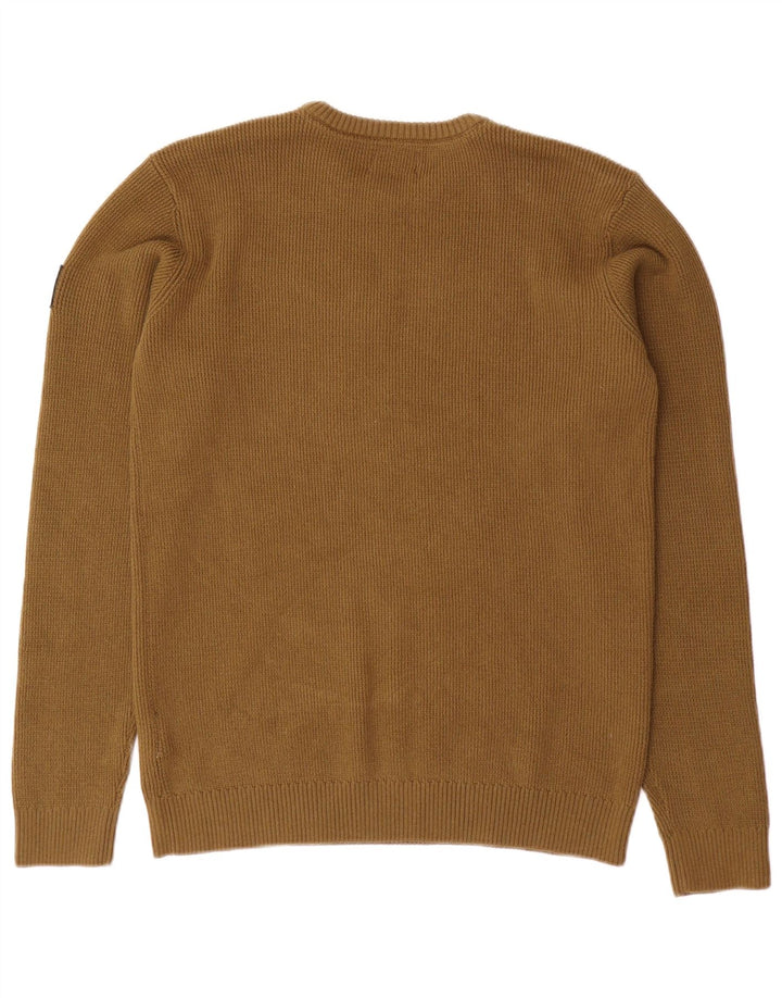 Lyle & Scott Suéter masculino com gola redonda, 14-15 anos, algodão cáqui