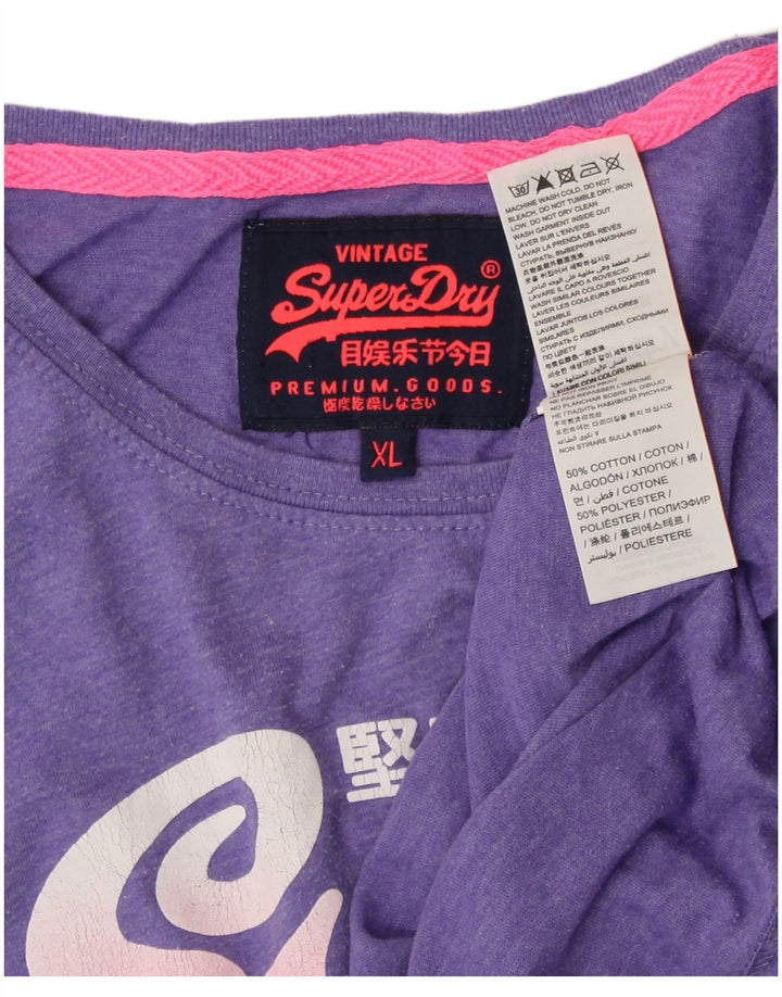 Camiseta feminina SUPERDRY com estampa gráfica UK 18 XL algodão roxo