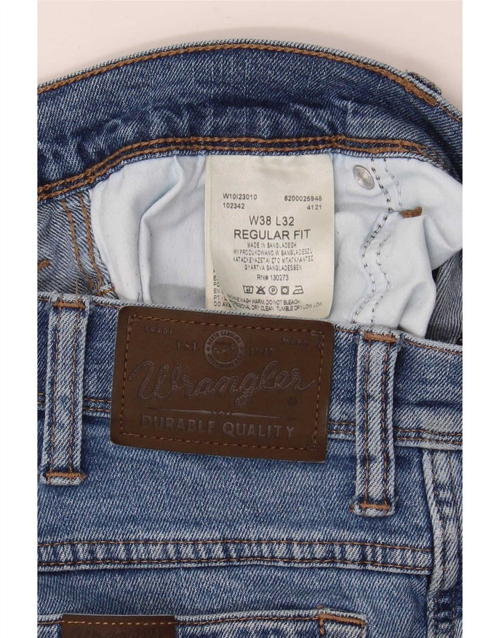 Wrangler masculino regular fit jeans reto W38 L32 algodão azul