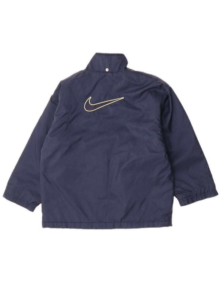 Jaqueta corta-vento Nike Boys Swoosh Graphic 8-9 anos pequena azul marinho nylon