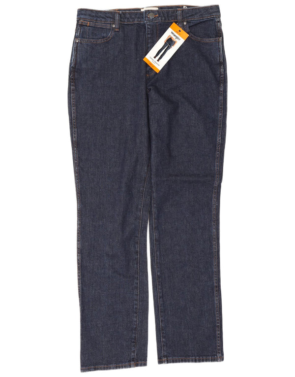 Calça jeans feminina Wrangler de cintura alta reta US 16 2XL W34 L32 azul marinho