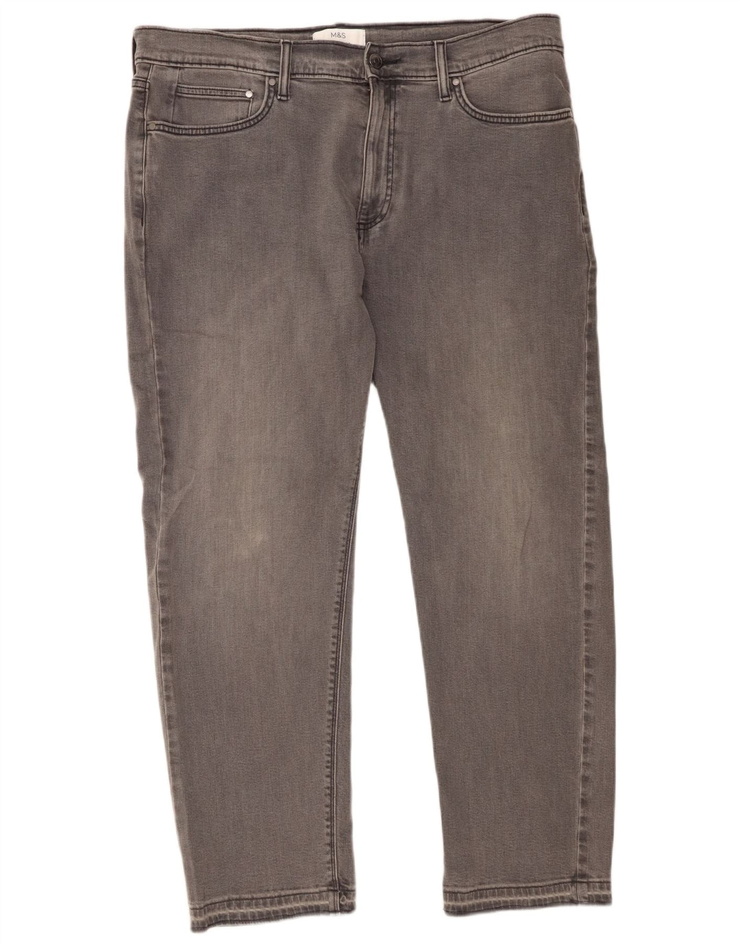 Jeans retos masculinos Marks & Spencer W36 L29 algodão cinza