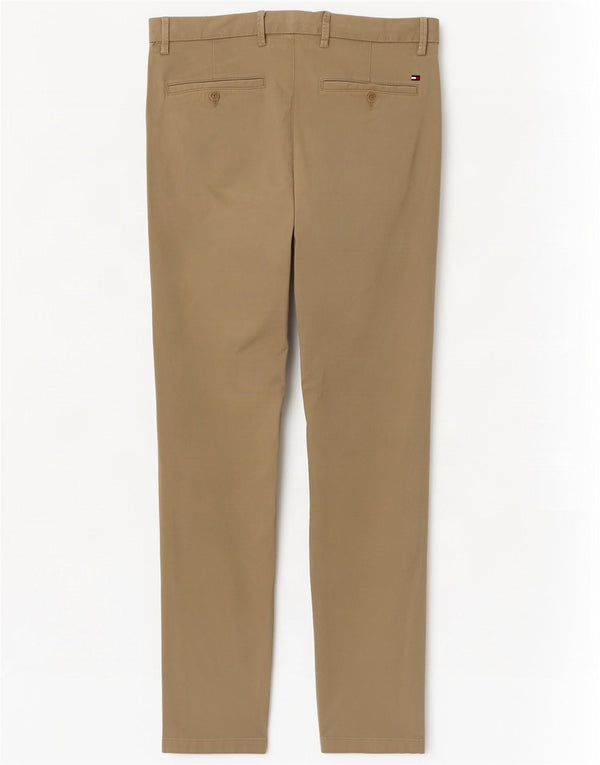 Tommy Hilfiger Mens Slim Chino Calças W34 L32 Algodão Bege