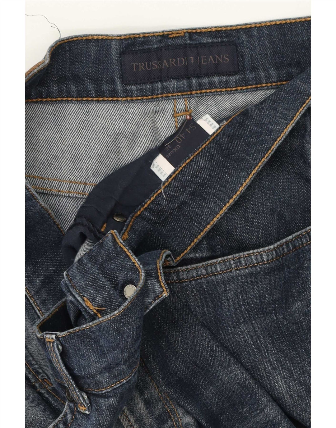 Trussardi Mens Tapered Jeans W38 L29 Azul Algodão