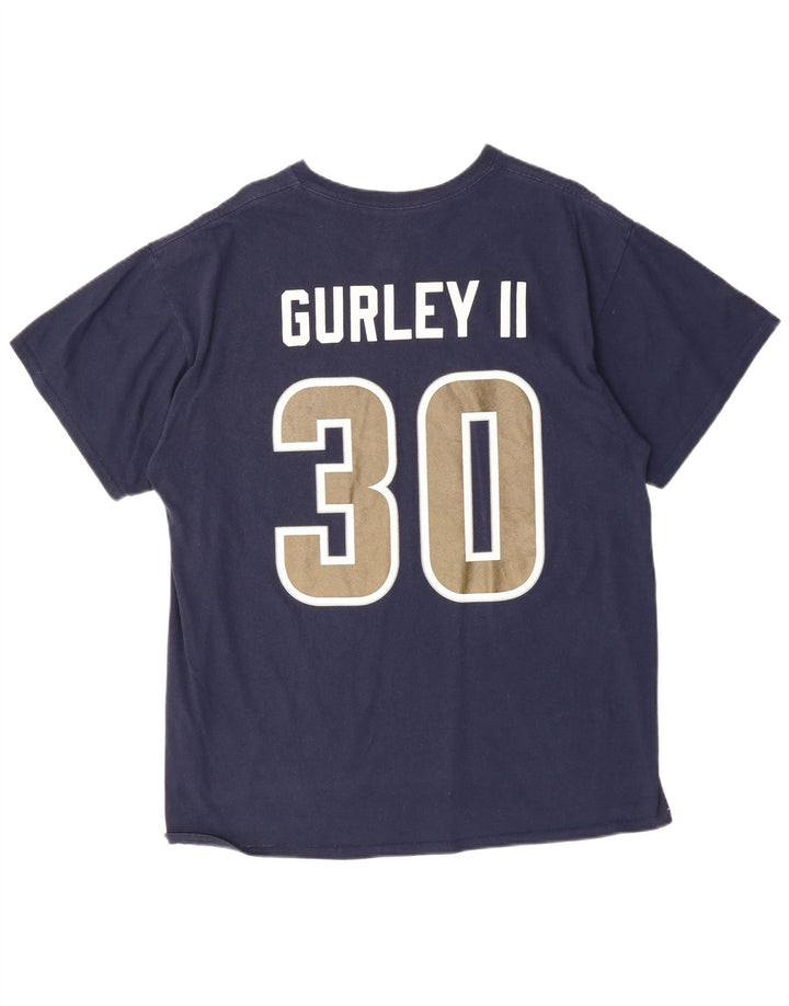 Camiseta masculina MAJESTIC Todd Gurley II com estampa gráfica XL azul marinho algodão