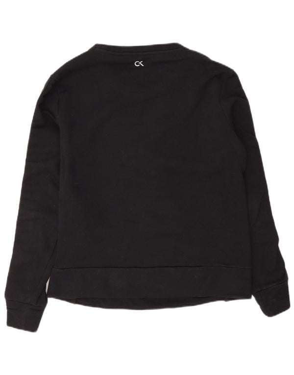 Calvin Klein moletom gráfico feminino jumper Reino Unido 10 pequeno algodão azul marinho