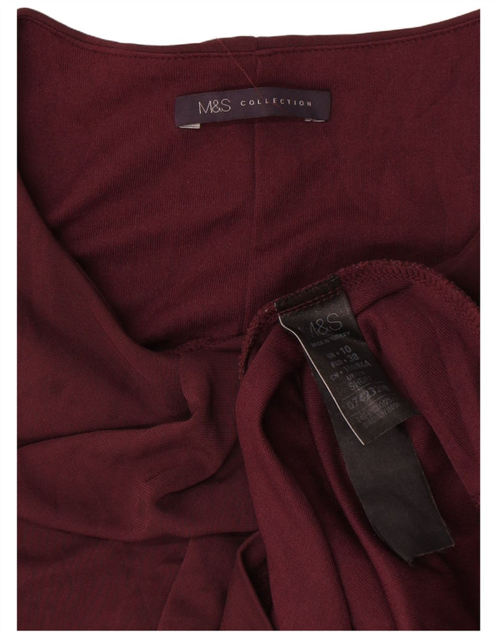 Vestido feminino de manga comprida Marks & Spencer UK 10 pequeno Borgonha