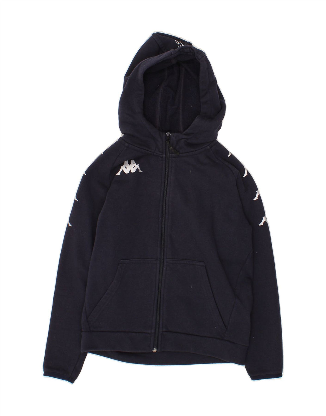 KAPPA Boys Graphic Zip Hoodie Sweater 9-10 Years Navy Blue Cotton Vintage Kappa and Second-Hand Kappa from Messina Hembry 