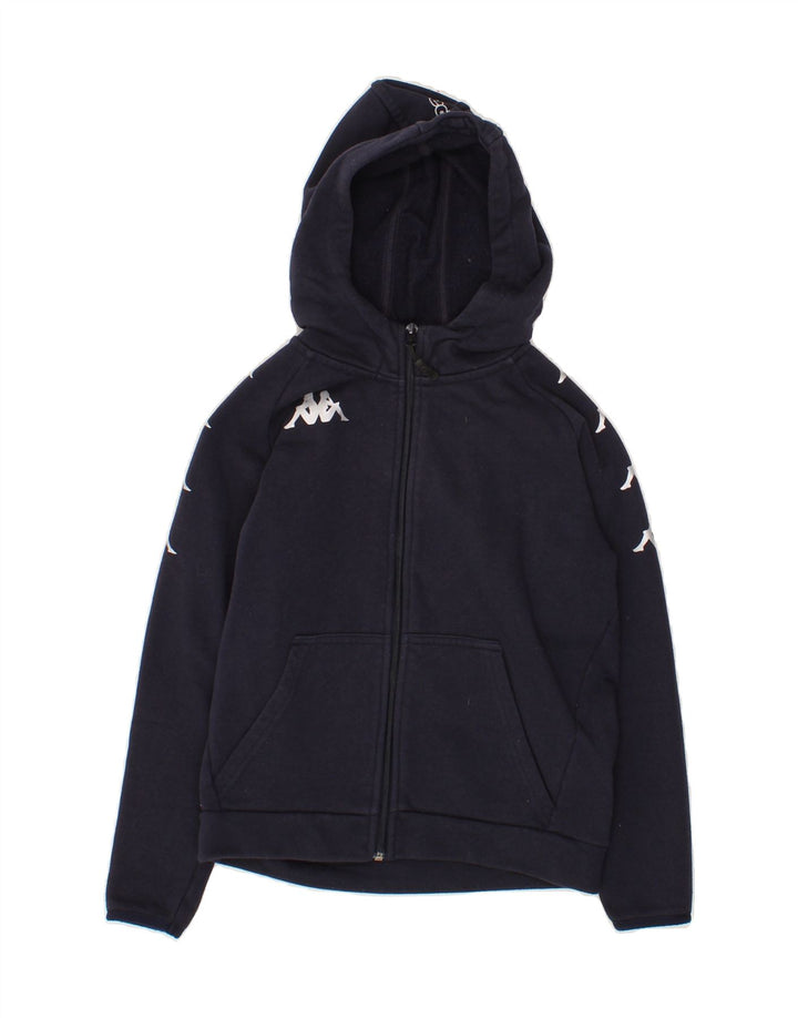 KAPPA Boys Graphic Zip Hoodie Sweater 9-10 Years Navy Blue Cotton Vintage Kappa and Second-Hand Kappa from Messina Hembry 
