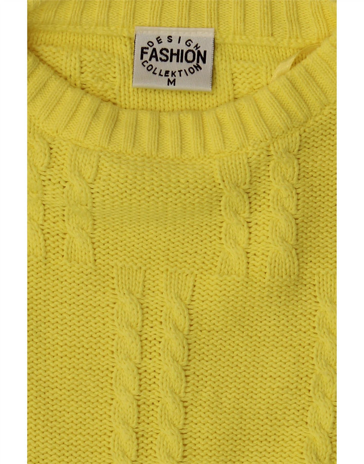 VINTAGE Mens Boat Neck Jumper Sweater Medium Yellow Cotton Vintage Vintage and Second-Hand Vintage from Messina Hembry 