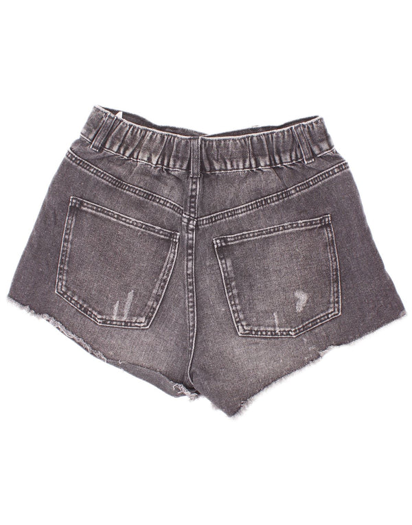 Zara Girls Shorts jeans desgastados 13-14 anos W26 algodão cinza
