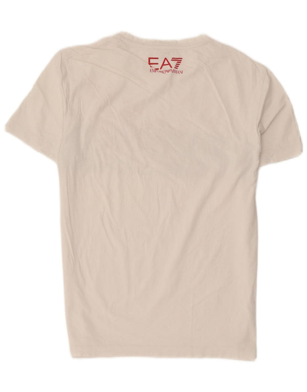 Camiseta gráfica masculina Emporio Armani Top pequeno bloco colorido branco