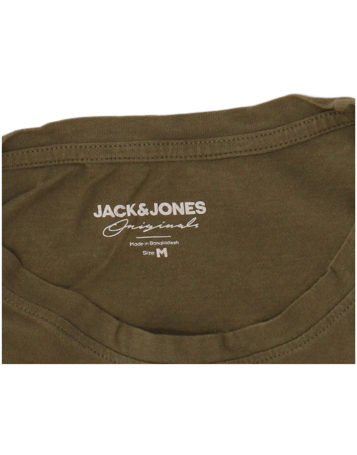 Camiseta masculina JACK & JONES de algodão cáqui médio