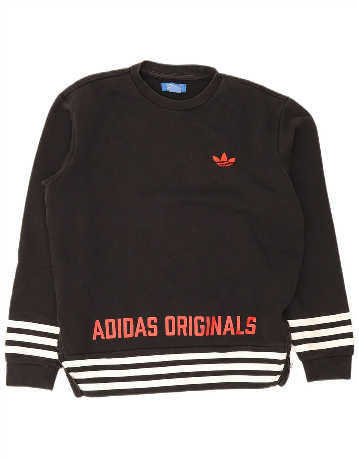 Adidas Mens Graphic Moletom Jumper Pequeno Algodão Preto