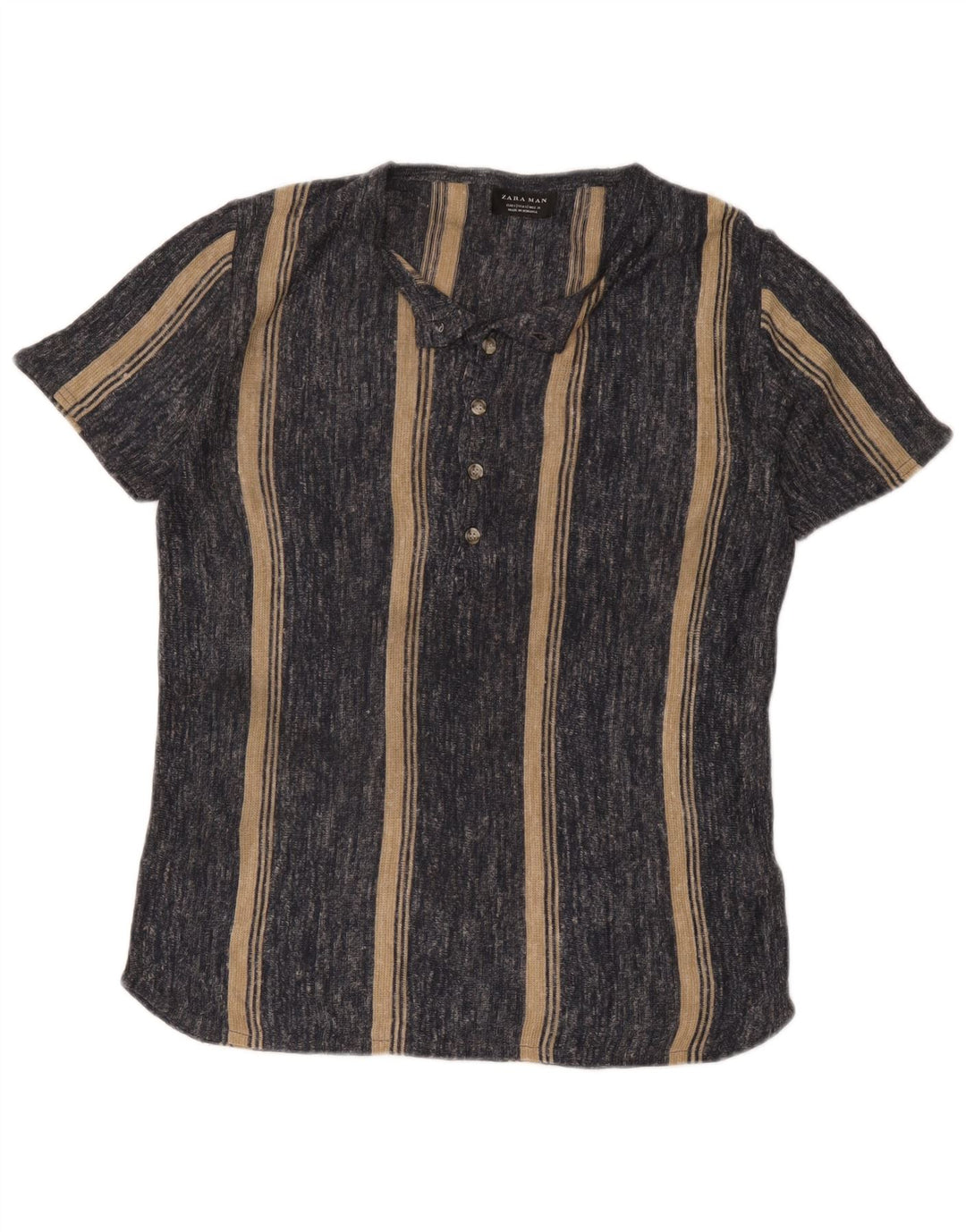 Camiseta masculina Zara Top pequeno acrílico listrado cinza