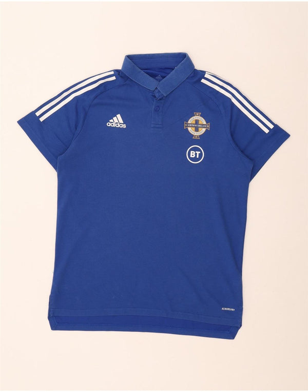 Adidas Mens Northern Ireland Schools Camisa Polo Gráfica Grande Azul Algodão