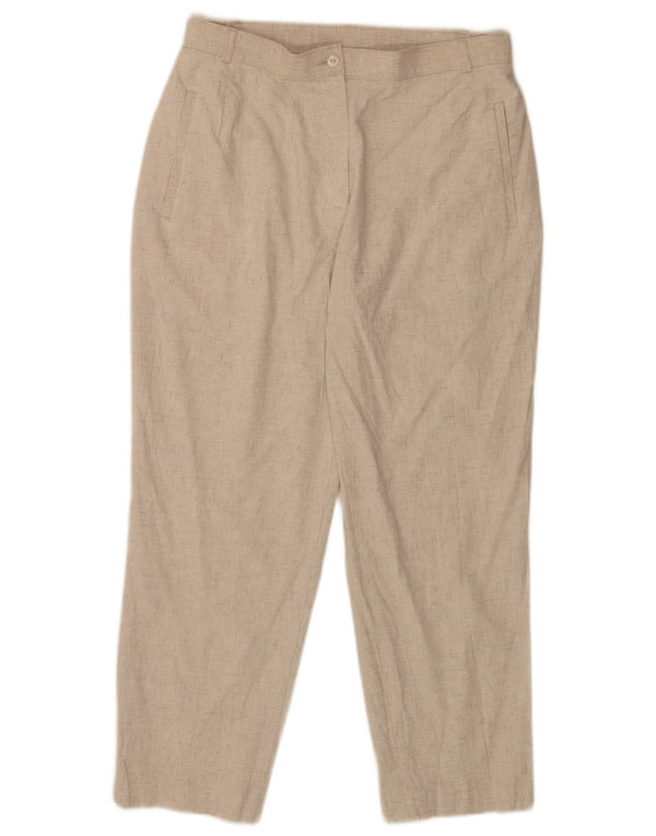 Calça casual feminina Marks & Spencer cônica UK 14 médio W30 L26 bege