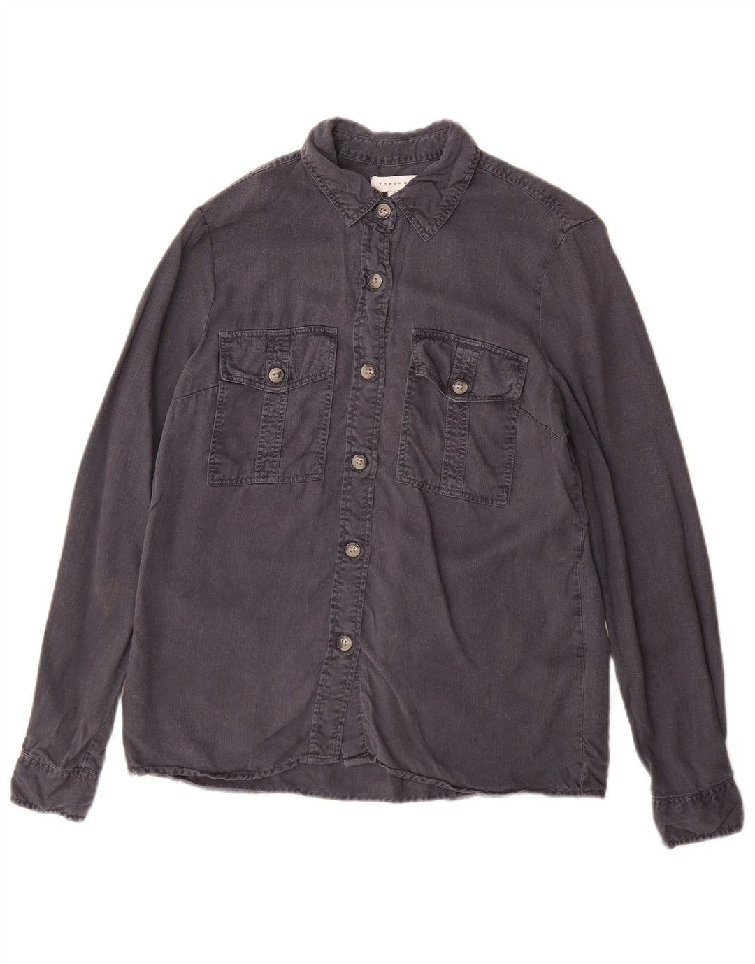 Camisa feminina Topshop UK 8 pequena cinza Tencel