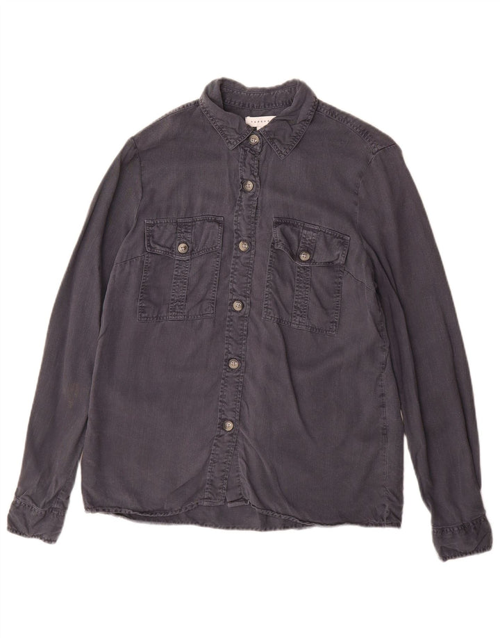 Camisa feminina Topshop UK 8 pequena cinza Tencel