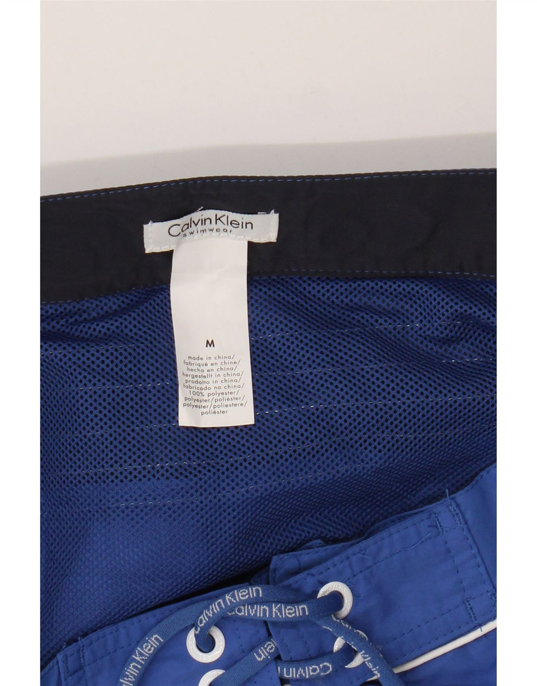 Shorts de natação masculino Calvin Klein poliéster azul médio
