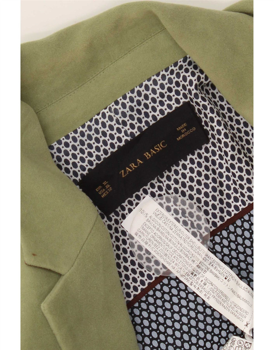 Jaqueta blazer feminina Zara com 1 botão Reino Unido 18 XL algodão verde