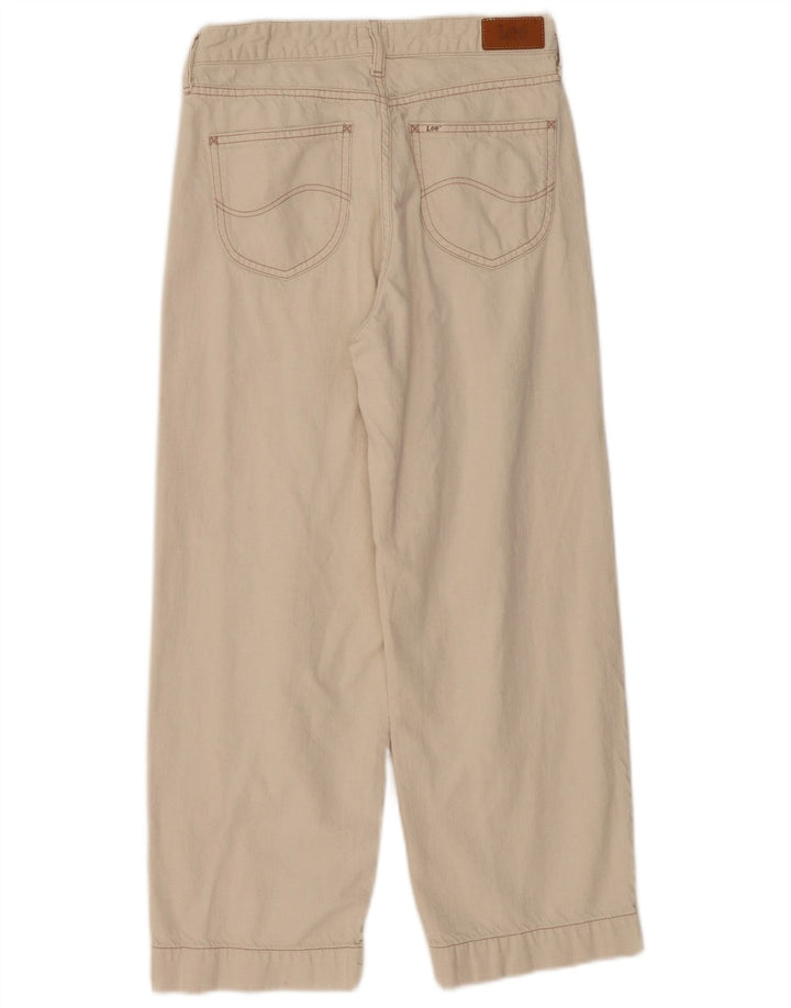 Calça jeans feminina LEE com perna larga W27 L25 algodão bege