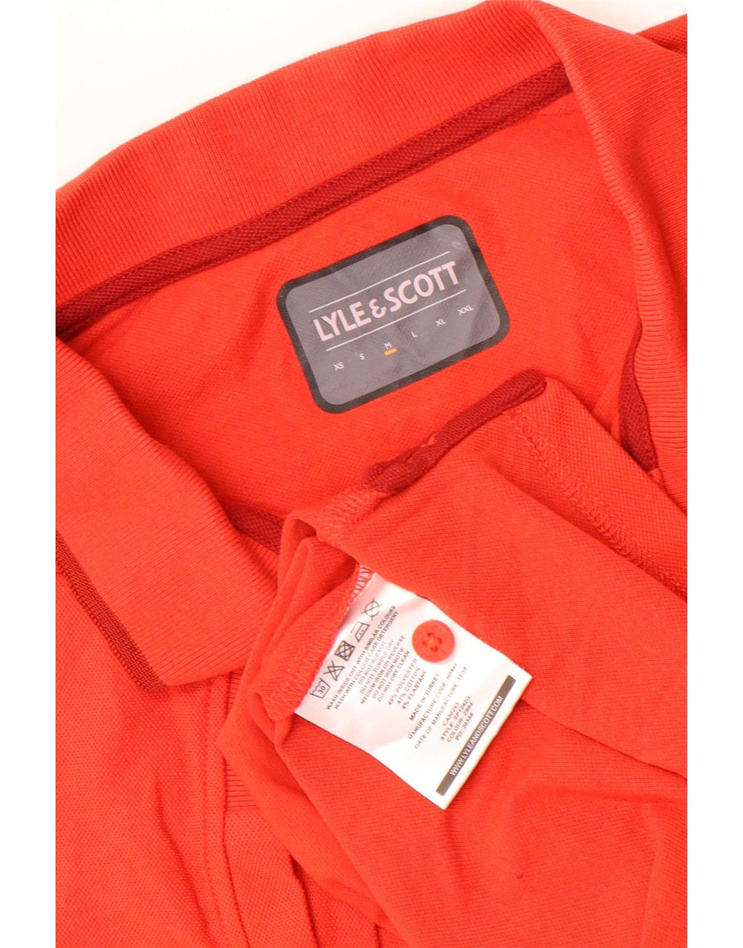 Camisa pólo gráfica masculina Lyle & Scott poliéster vermelho médio