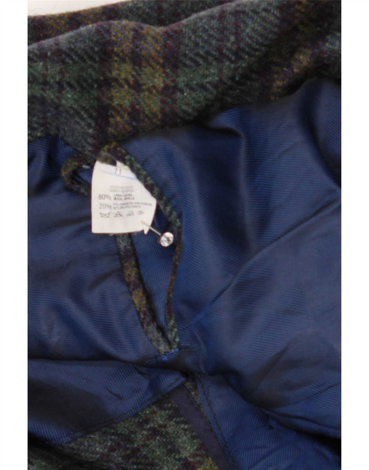 Jaqueta blazer masculina vintage com 2 botões IT 50 grande lã xadrez azul marinho