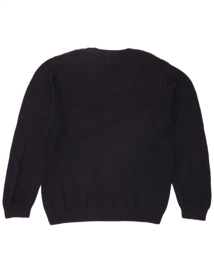 Suéter masculino Marks & Spencer de ajuste regular com gola redonda grande azul marinho