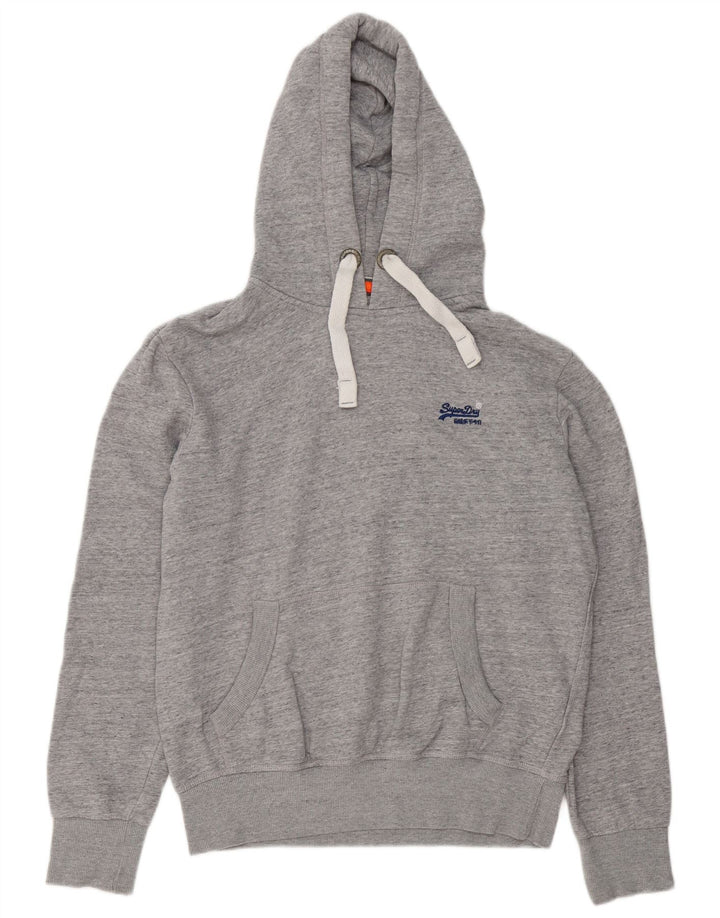 Suéter com capuz masculino Superdry grande algodão manchado cinza