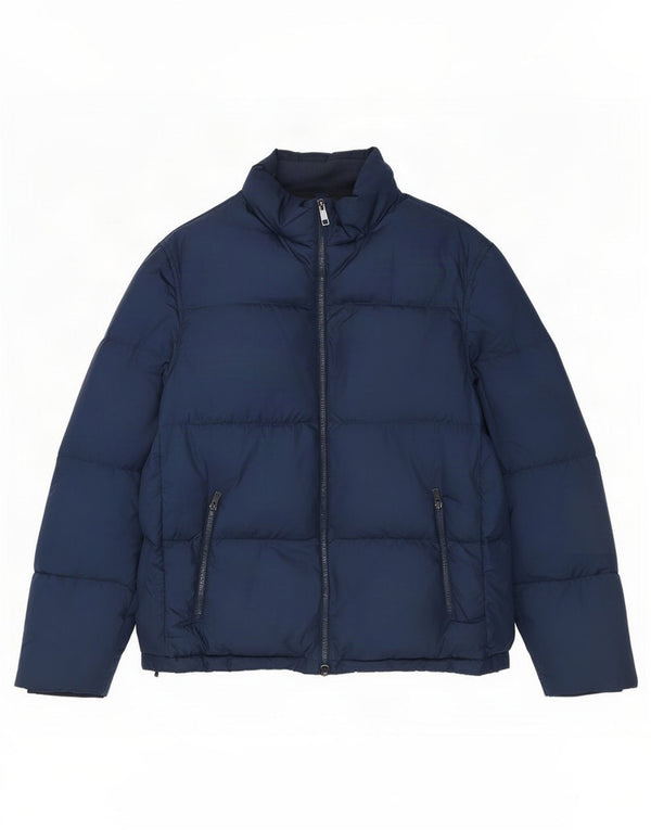 Jaqueta acolchoada masculina Massimo Dutti UK 42 XL azul marinho poliéster