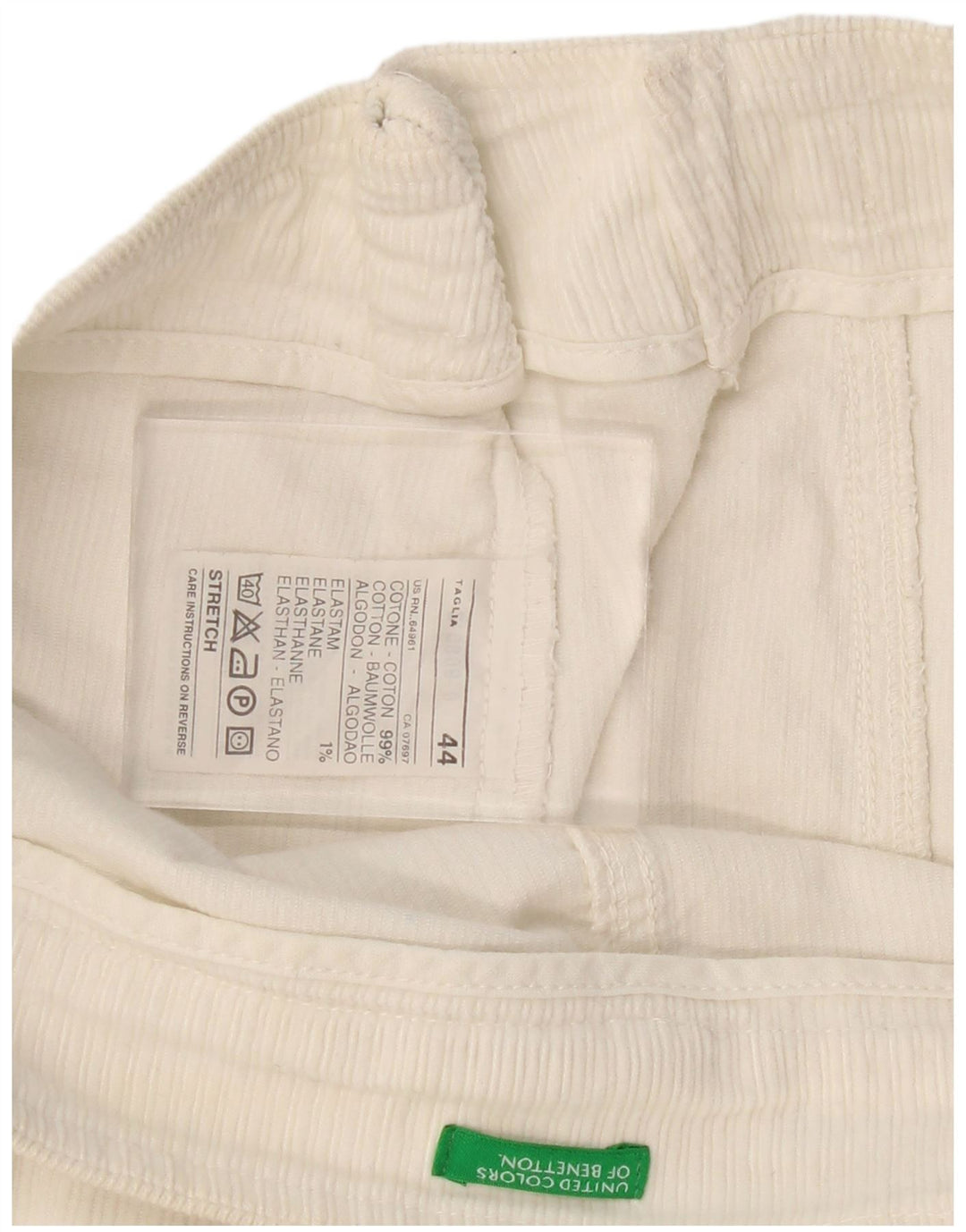 Saia feminina de veludo BENETTON IT 44 médio W30 algodão branco