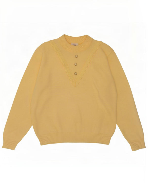 Suéter feminino Snatch com gola redonda UK 14 acrílico amarelo médio