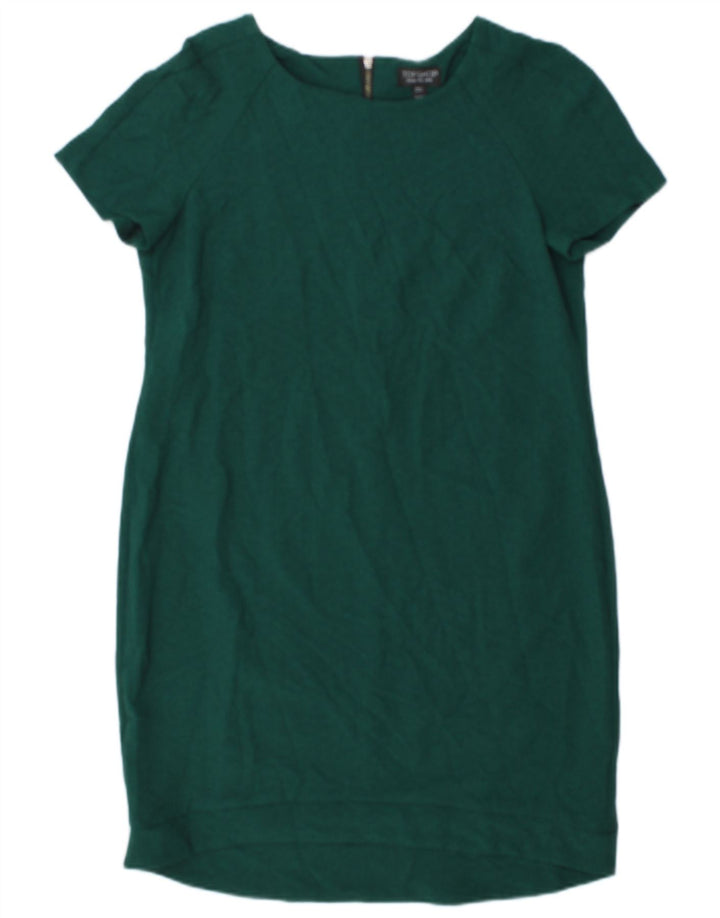 Vestido bainha feminino Topshop UK 10 poliéster verde pequeno