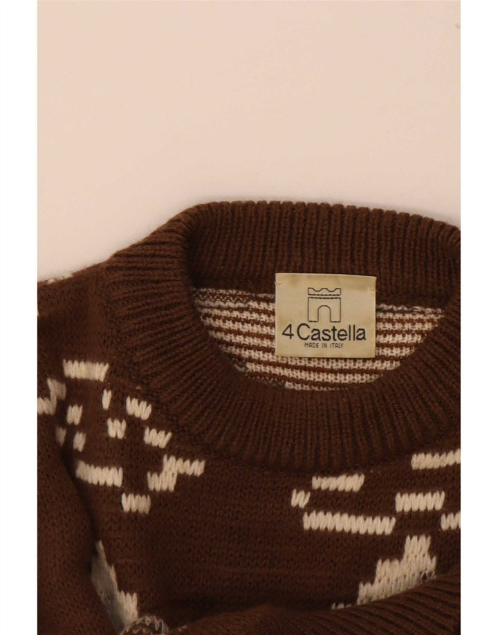 4 Suéter masculino Castella com gola redonda e gola redonda IT 52 grande lã marrom