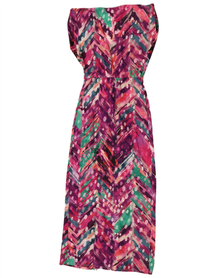 Vestido feminino vintage com bainha com padrão abstrato Reino Unido 12 médio multicolorido