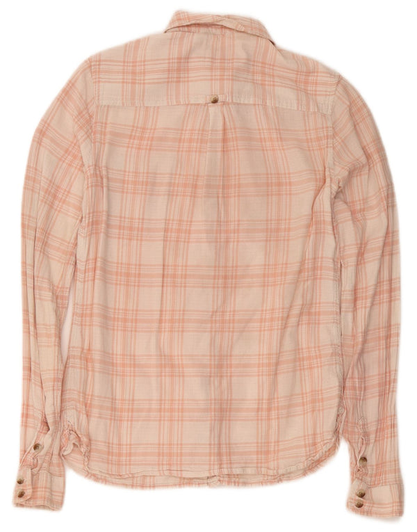 Camisa feminina Fat Face Classic Fit Reino Unido 10 algodão xadrez rosa pequeno