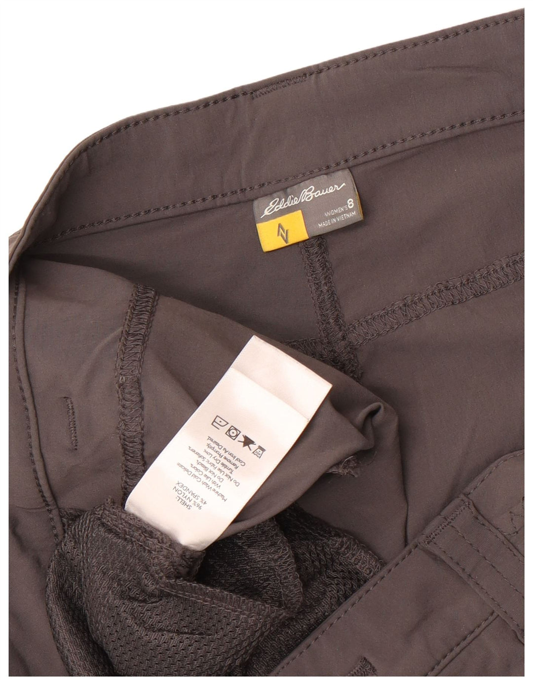 Shorts cargo feminino Eddie Bauer US 8 médio W32 cinza nylon